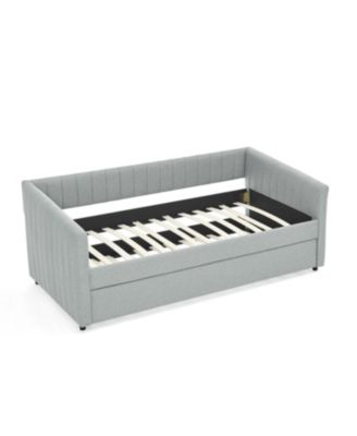 Twin Daybed with Trundle Grey Linen