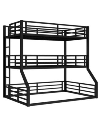 Triple Bunk Bed, Twin/Twin/Full XL, Metal, Black