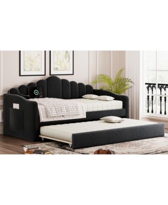 Streamdale Twin Velvet Daybed with Trundle & USB