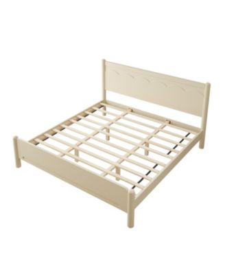  King Size Wood Platform Bed Frame with Headboard and Wooden Slat Support