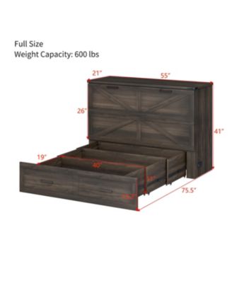 Farmhouse Murphy Bed with Charging Station & Storage Drawer