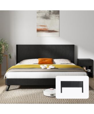 Black Oak Queen Headboard - Fluted Panel, Modern Farmhouse