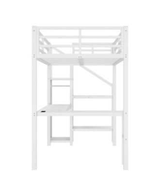 Streamdale Twin XL Loft Bed with Desk, Wardrobe, USB & LED