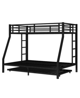 Twin over Full Metal Bunk Bed with Twin Size Trundle