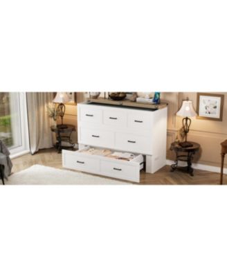  Queen Murphy Bed Cabinet with Charging & Storage Drawer