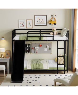 Streamdale Bunk Bed with Ladder and Slide, metal Bed Frame with Safety Guard Rails