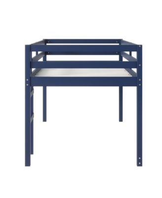 Solid Wood Twin Loft Bed with Ladder - Blue
