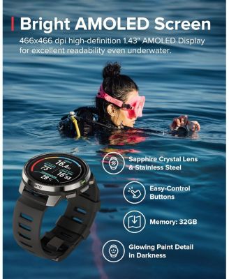 Ocean GPS Diving Watch with AMOLED Touchscreen, Heart Rate and Fitness Tracker