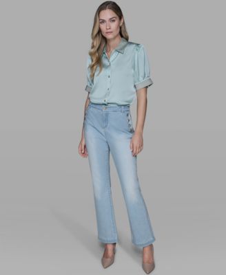 Women's Beaded Short-Sleeve Top