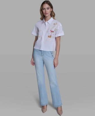 Women's Short-Sleeve Sewing Theme Top