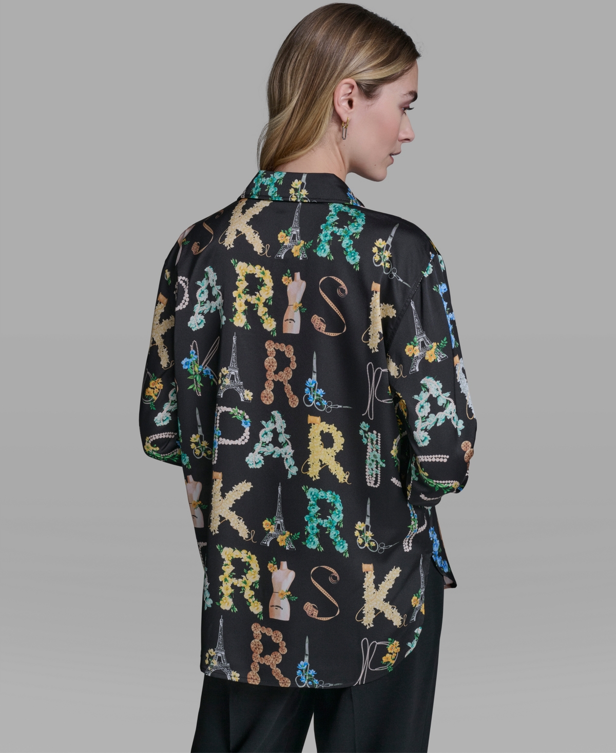 Karl Lagerfeld Paris Women's Printed Long-Sleeve Top