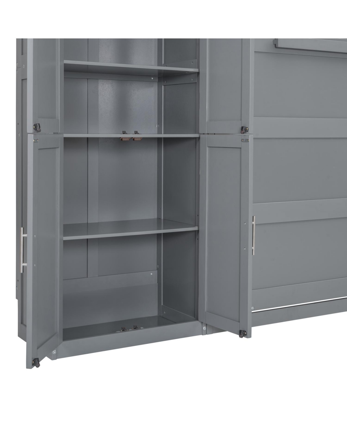 Streamdale Furniture Queen Size Murphy Bed Wall Bed with Cabinets,Gray