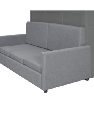 Queen Size Murphy Bed Wall Bed with Cushion,Gray