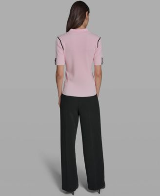 Women's Short-Sleeve Johnny Collar Sweater