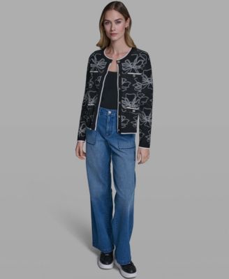 Women's Flower Embroidered Cardigan Sweater