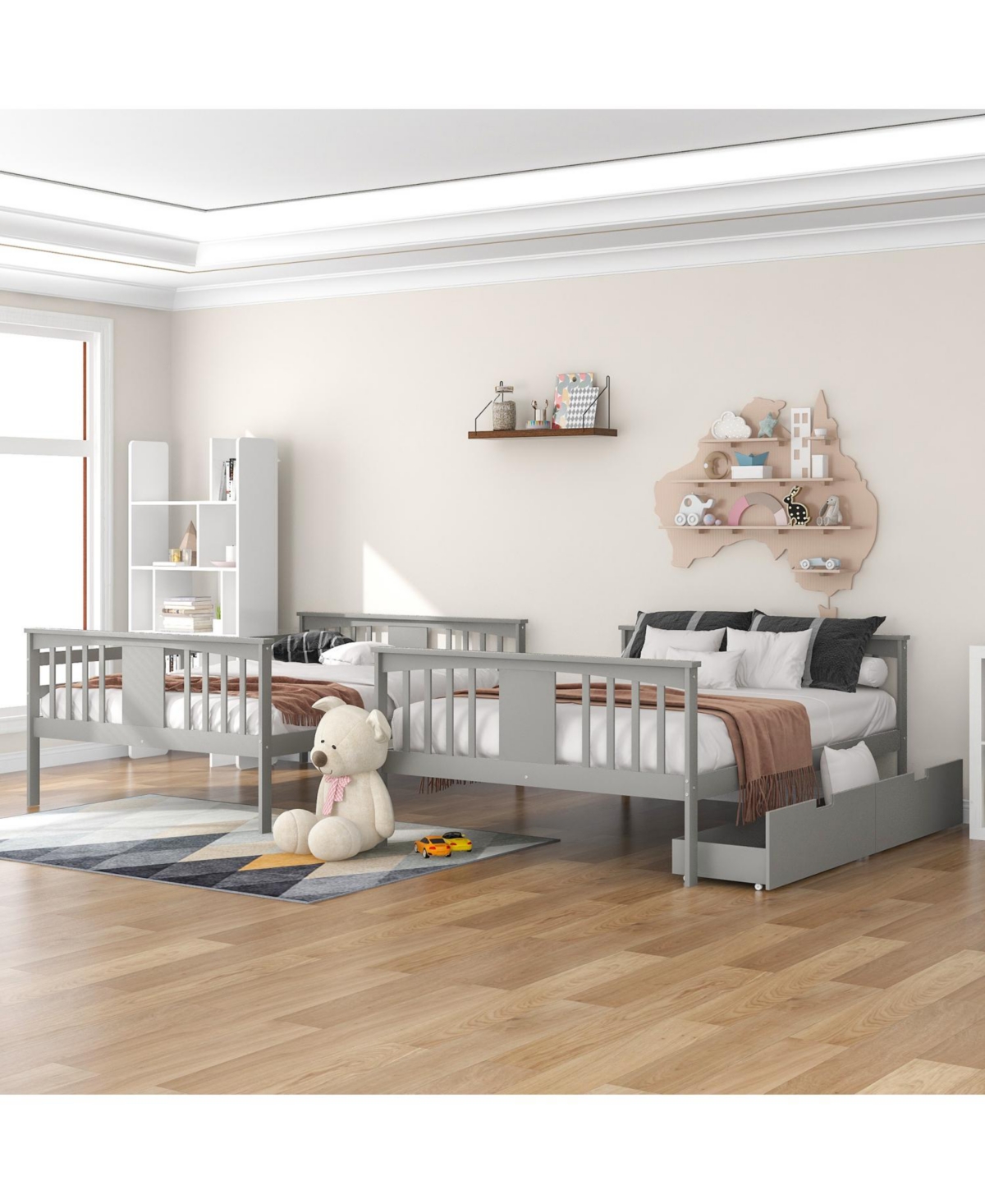 Streamdale Furniture + Full Over Wood Drawers & Ladder Bunk Bed