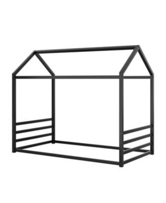 Montessori Metal Floor Bed Frame, House Bed with Guardrails, Kids/Toddlers.