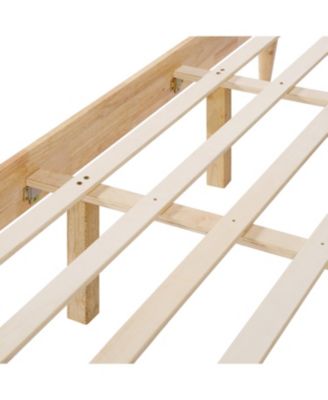 King Size Solid Wood Bed Frame With Fleece Upholstered Headboard