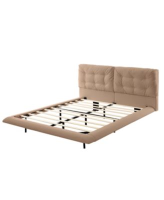 Queen Upholstered LED Platform Bed