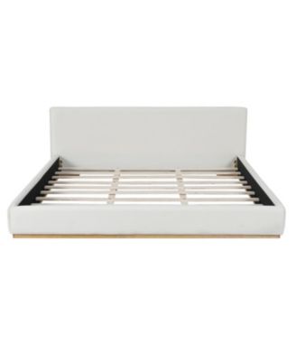 Streamdale Elegant White Upholstered King Bed with Solid Wood Frame