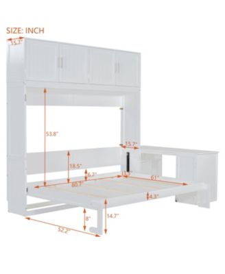  Queen Murphy Bed with Desk & Storage - White