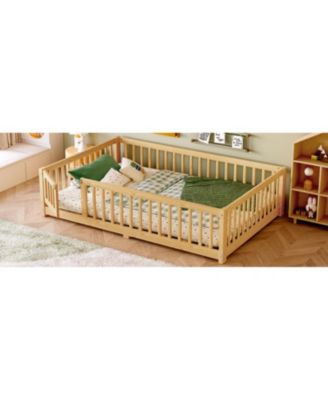 Floor Bed with Guardrails & Door - Full Size