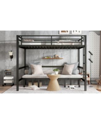 Queen Over Queen Pull-Out Bunk Bed, Safety Rails, Black