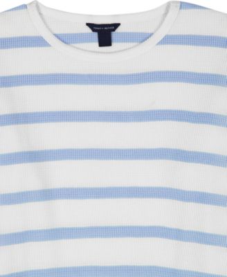 Girls' 7-16 Waffle Stripe Round Neck T-Shirt