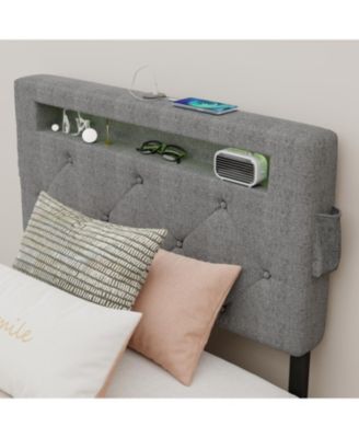 Twin Bed Frame- USB, LED, Headboard & 4 Storage Drawers