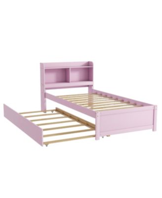 Twin Wood Trundle & Bookcase Bed
