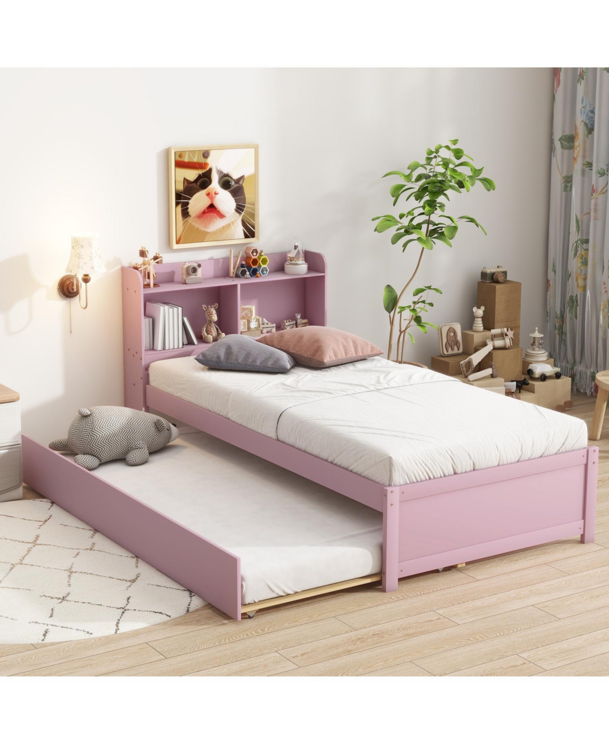Streamdale Furniture Twin Wood Trundle & Bookcase Bed