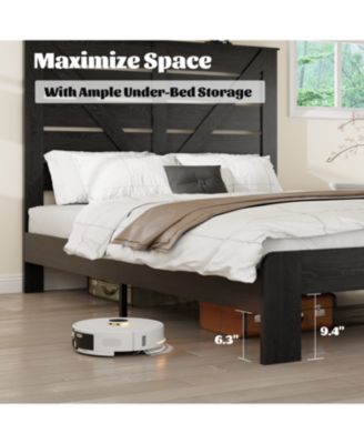 King Wood Platform Bed Frame, Noise Free, Easy Assembly, Under Bed Storage, Black