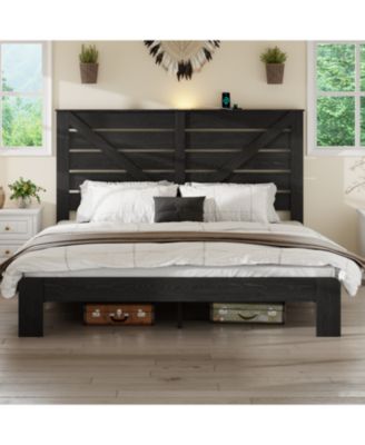 King Wood Platform Bed Frame, Noise Free, Easy Assembly, Under Bed Storage, Black
