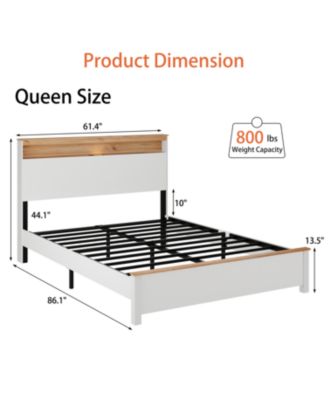Queen Bed Frame with Charging Station