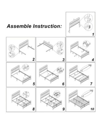 Queen Metal Bed Frame with Vintage Headboard