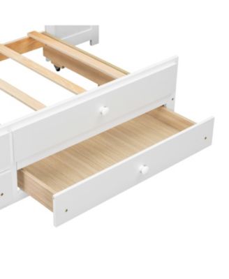 Streamdale Full Size Daybed with Storage Drawers Trundle Charging LED Desk