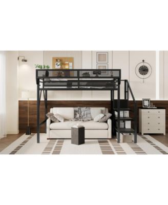 Streamdale Twin XL Loft Bed with Stairs & Storage Shelves