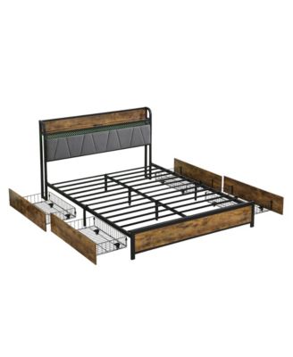 Smart Bed Frame with Storage, Charging & LED