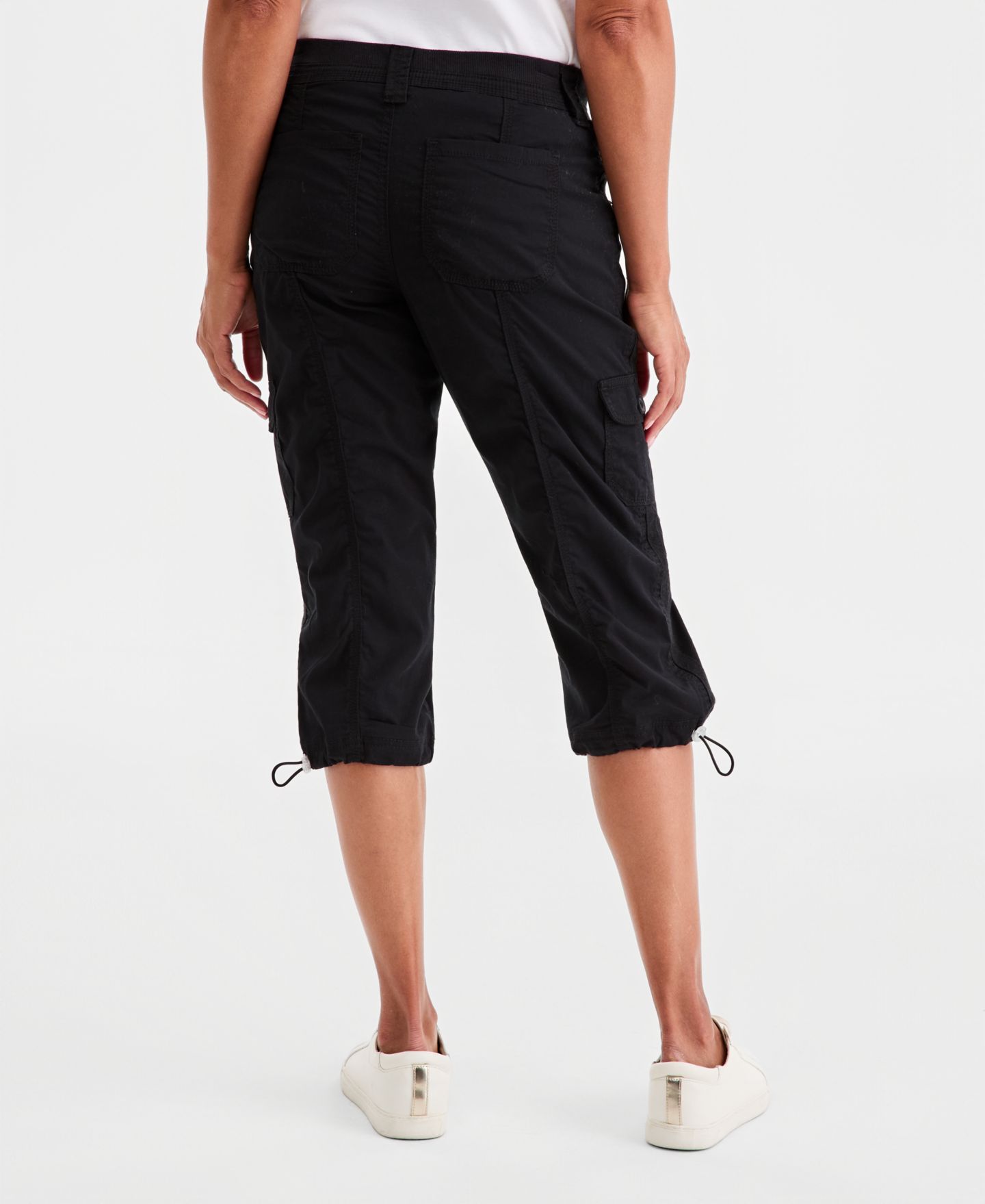 Женские брюки Style & Co Mid-Rise Cargo Capri, цвет: Глубокий чёрный — фото 3