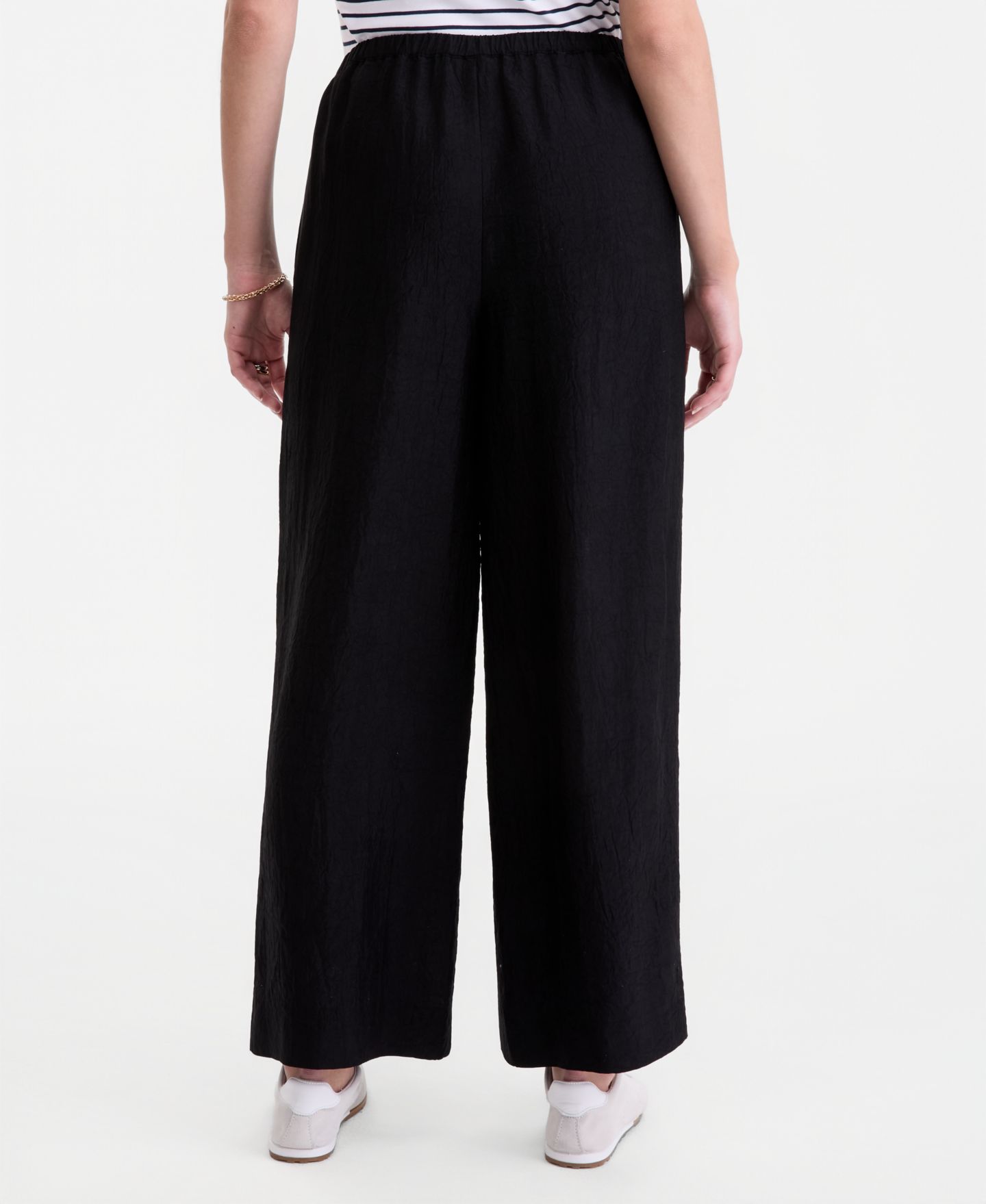 Женские брюки On 34th Crinkle Satin Wide-Leg Pull-On Pants, Regular & Short, цвет: Глубокий чёрный — фото 6