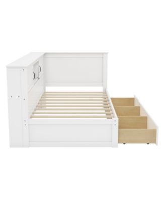 Corner Bed Frame with Drawer and Bookcase (Twin)