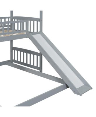 Streamdale Twin Bunk Bed with Drawers, Slide, White