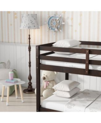  Twin Over Twin Loft Bed with Wood Platform, Espresso