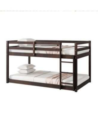  Twin Over Twin Loft Bed with Wood Platform, Espresso