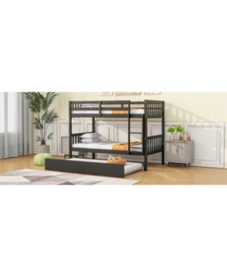 Convertible Twin Bunk Bed with Trundle, Espresso