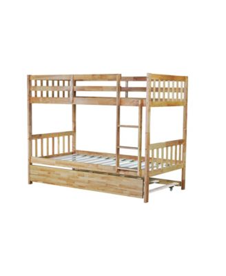 Twin Wood Bunk Bed with Trundle and Convertible Beds