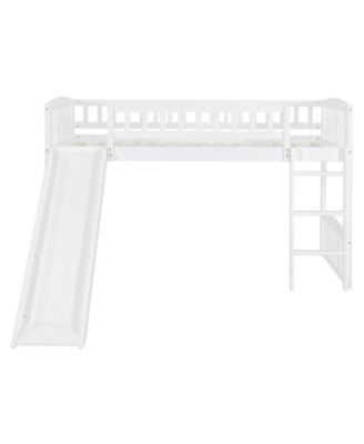 Size Wood Loft Bed with Slide and Ladder Bed