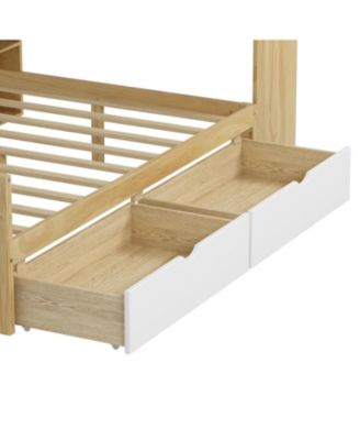 L-Shape Daybed with Storage, Desk & Bookshelf