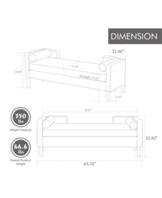 Corduroy Storage Bench w/ Armrests & Pillows
