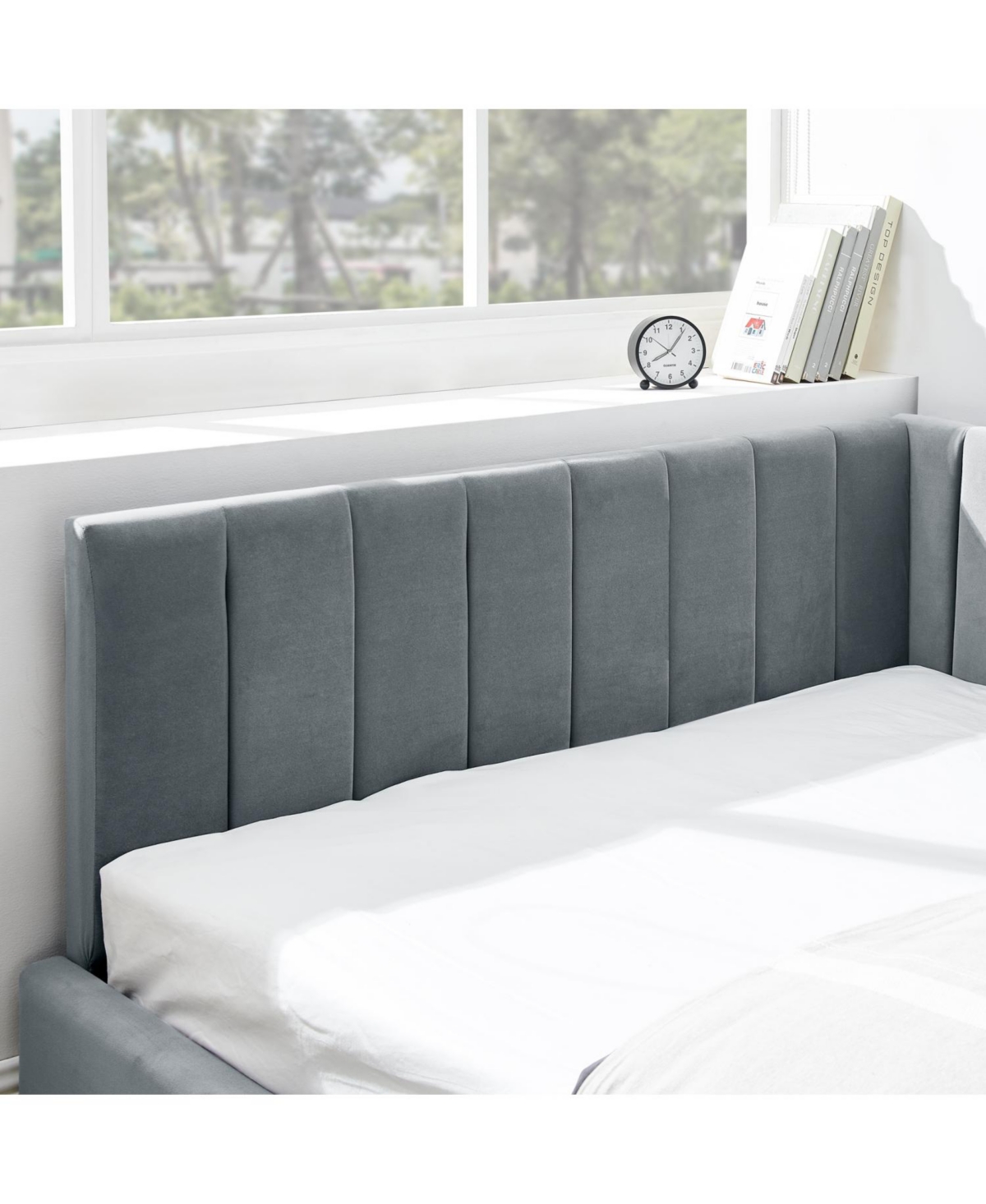 Streamdale Furniture Tufted Upholstered Full Bed Frame - Velvet Gray